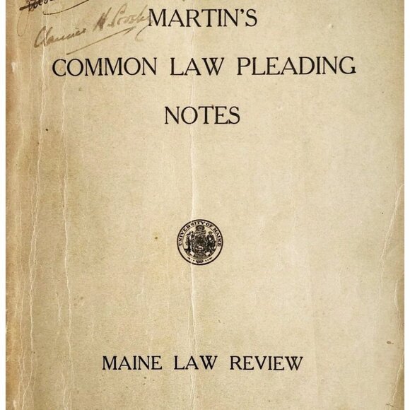 1913 Martin's Common Law Pleading 1st Edition University Of Maine Law Review E17 - Picture 1 of 4